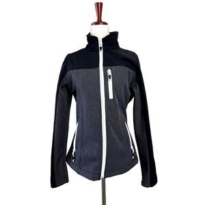 Roper Women’s Black Gray Tech Softshell Fleece Lined Lightweight Jacket XS